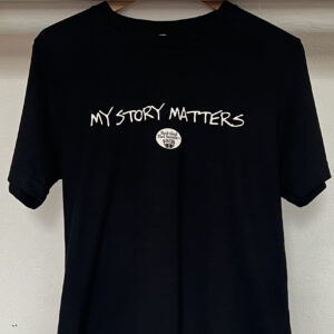 RIBS My story matters short sleeve black tshirt with white ink